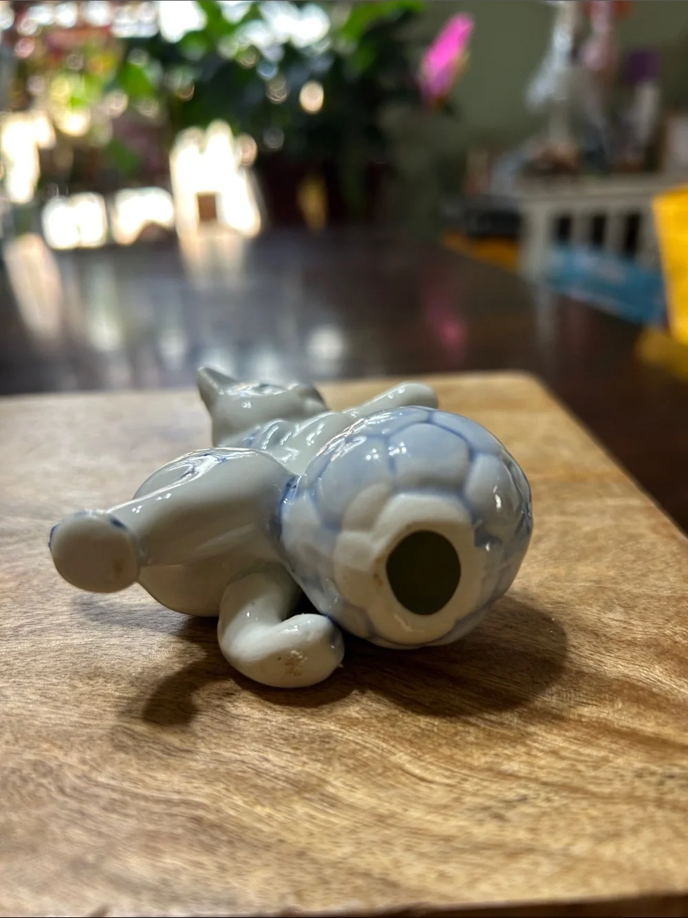Vintage 1970-1990’s Delft-Style Kitsch Blue & White Cat Playing with A Ball